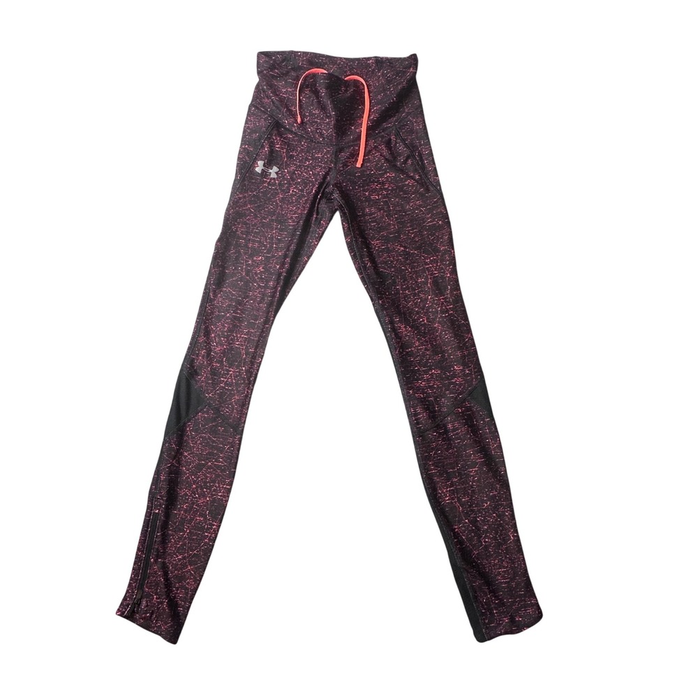 Under Armour Leggings Womens XS Red HeatGear Compression 1320321 Ankle Zip